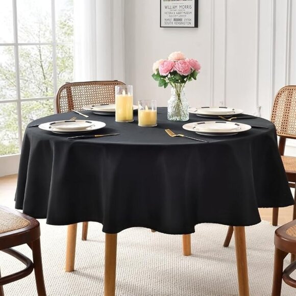 60" Black Round Amussent Tablecloth  Perfect For Dining Room & Events - Picture 1 of 3